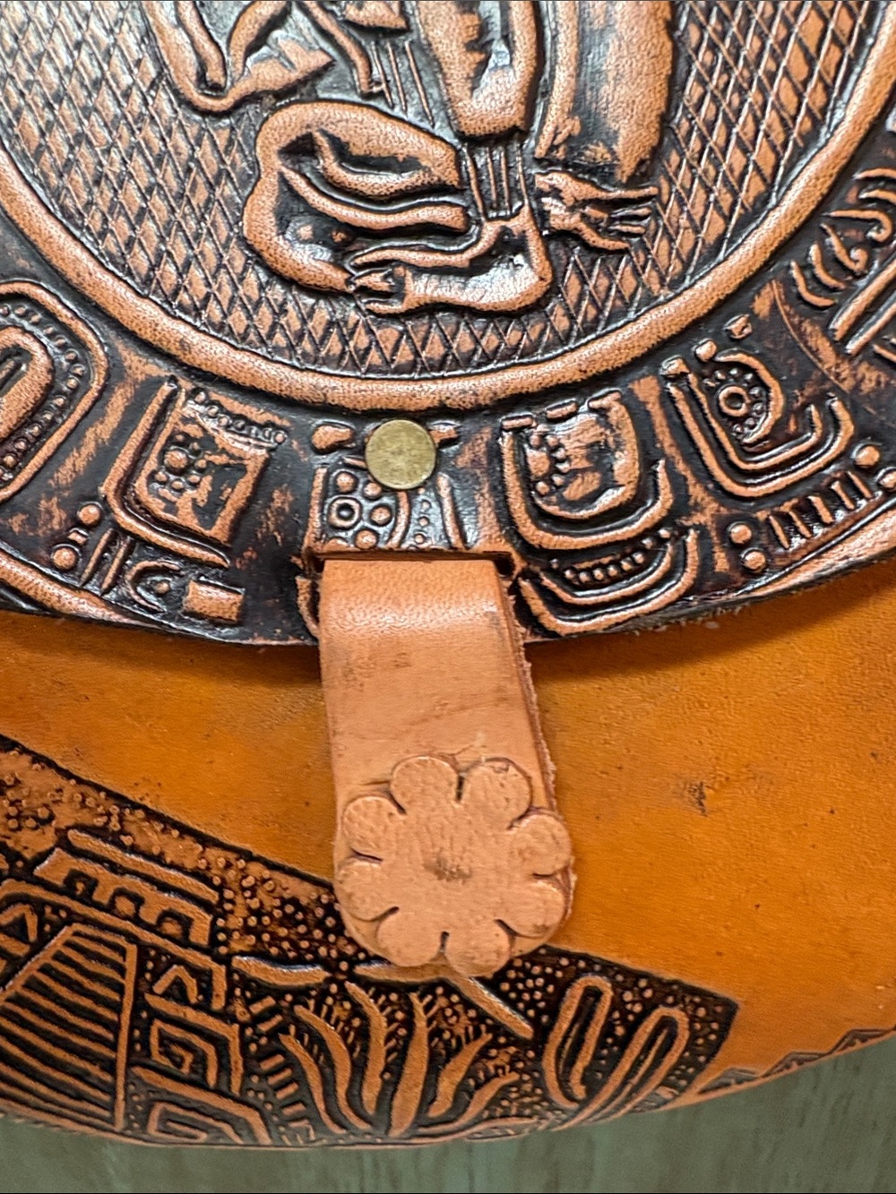 Vintage Hand Tooled Leather Crossbody Bag Boho Southwestern Purse - Picture 7 of 9